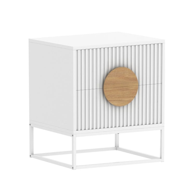 Sarantino Bedside Table SARANTINO SILVIA BEDSIDE TABLE WITH 2 DRAWERS - WHITE