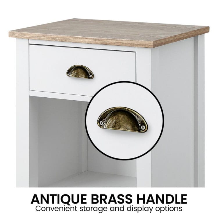 Sarantino Bedside Table SARANTINO THEA BEDSIDE TABLE - WHITE/NATURAL