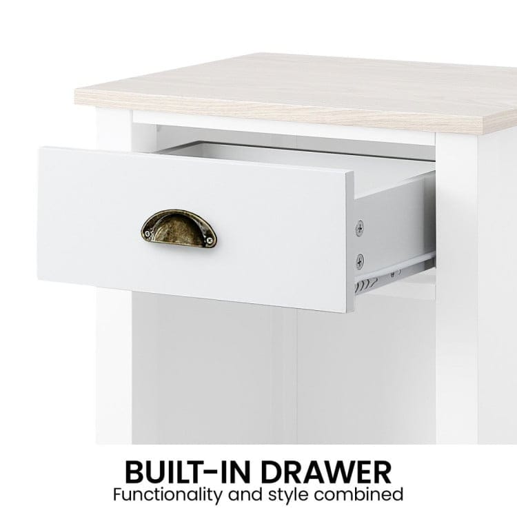 Sarantino Bedside Table SARANTINO THEA BEDSIDE TABLE - WHITE/NATURAL