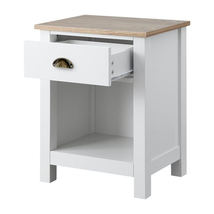 Sarantino Bedside Table SARANTINO THEA BEDSIDE TABLE - WHITE/NATURAL