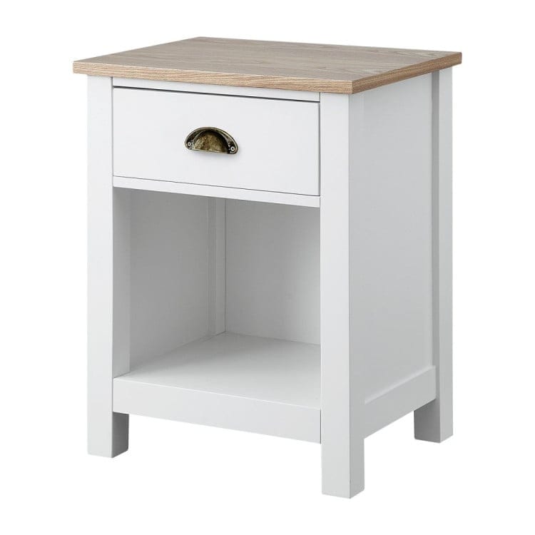 Sarantino Bedside Table SARANTINO THEA BEDSIDE TABLE - WHITE/NATURAL
