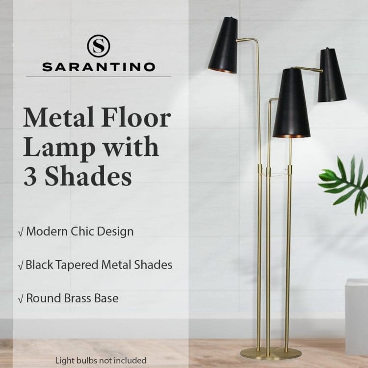 Sarantino Lamp SARANTINO THREE METAL SHADE FLOOR LAMP