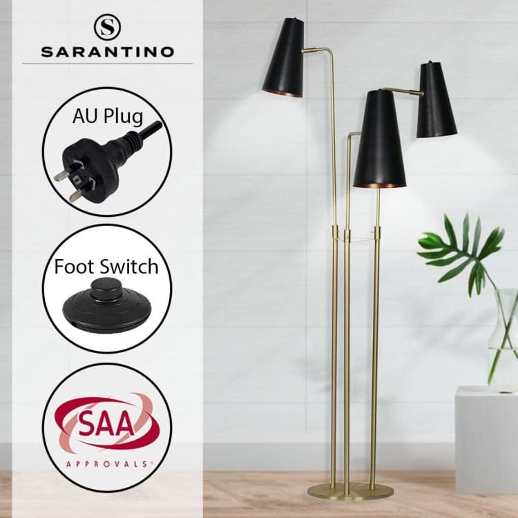 Sarantino Lamp SARANTINO THREE METAL SHADE FLOOR LAMP