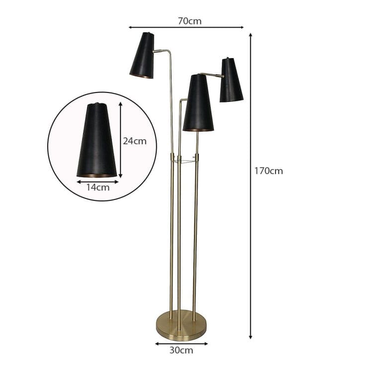 Sarantino Lamp SARANTINO THREE METAL SHADE FLOOR LAMP