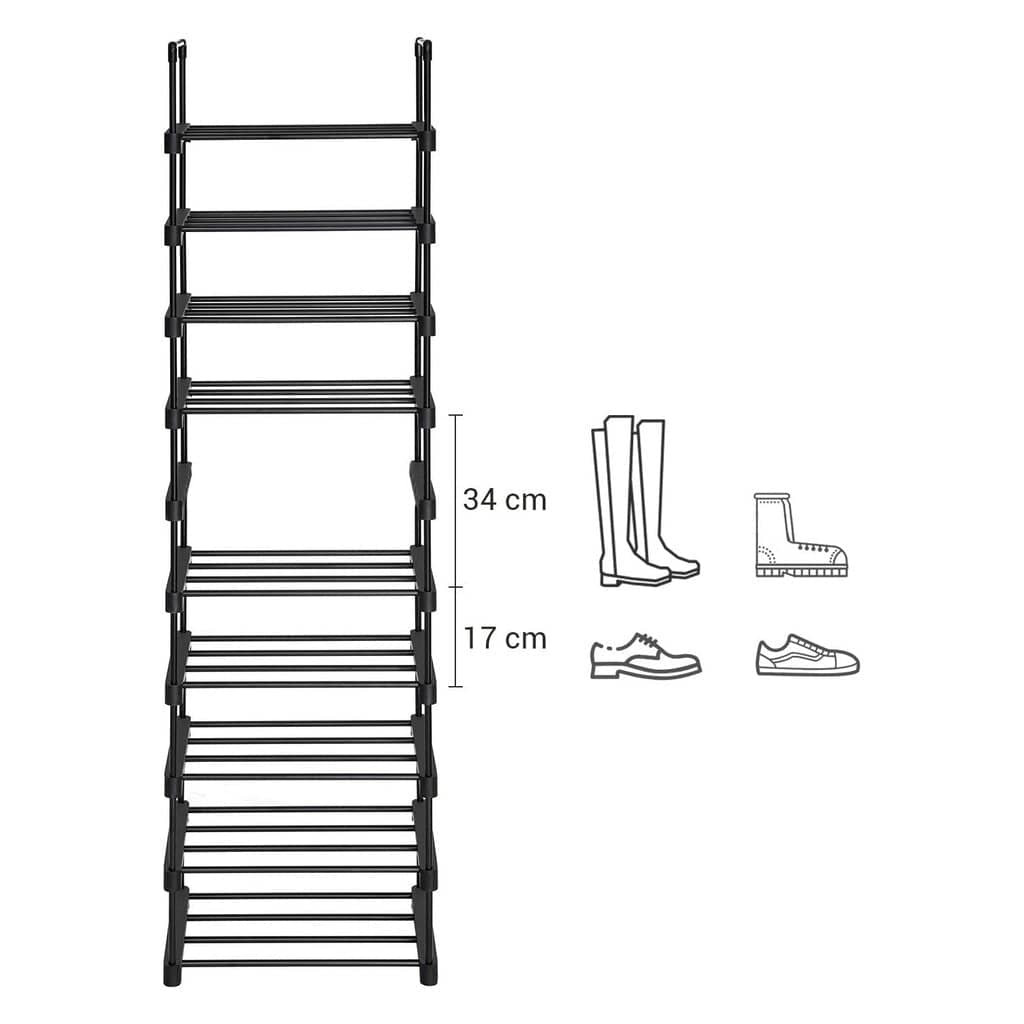 SONGMICS Shoe Rack SONGMICS 10-Tier Metal Shoe Rack Customizable Design Black