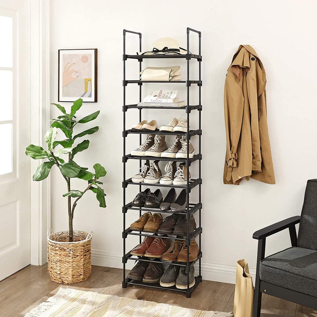 SONGMICS Shoe Rack SONGMICS 10-Tier Metal Shoe Rack Customizable Design Black