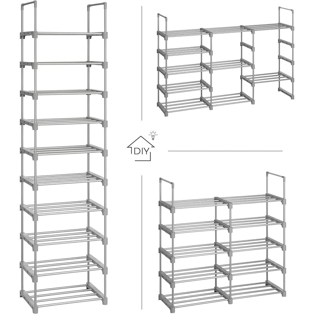 SONGMICS Shoe Rack SONGMICS 10-Tier Metal Shoe Rack Customizable Design Grey