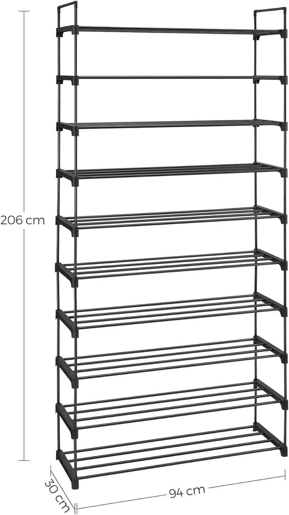 SONGMICS Shoe Rack SONGMICS 10 Tier Metal Shoe Rack for 50 Pairs of Shoes Black