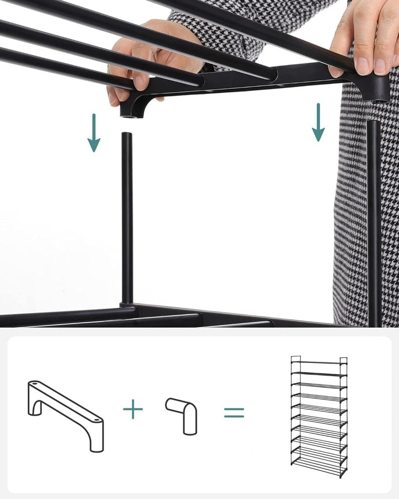 SONGMICS Shoe Rack SONGMICS 10 Tier Metal Shoe Rack for 50 Pairs of Shoes Black