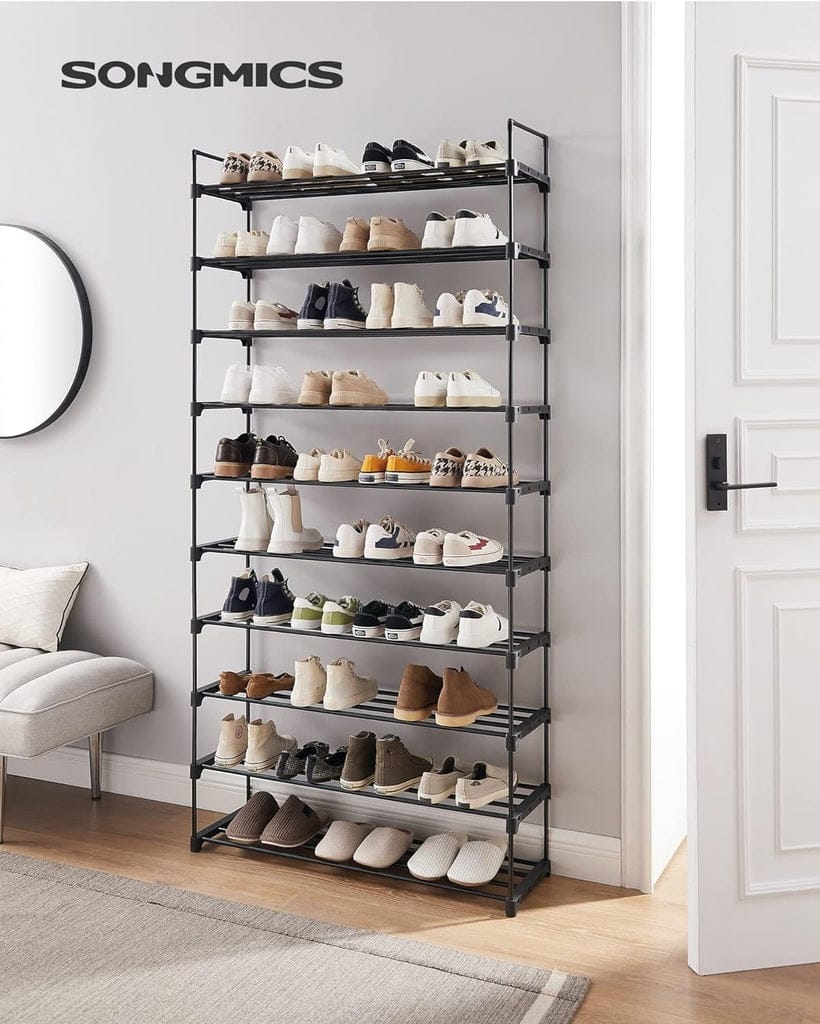 SONGMICS Shoe Rack SONGMICS 10 Tier Metal Shoe Rack for 50 Pairs of Shoes Black