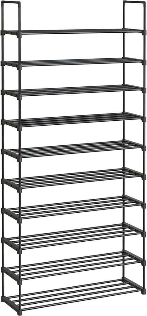 SONGMICS Shoe Rack SONGMICS 10 Tier Metal Shoe Rack for 50 Pairs of Shoes Black