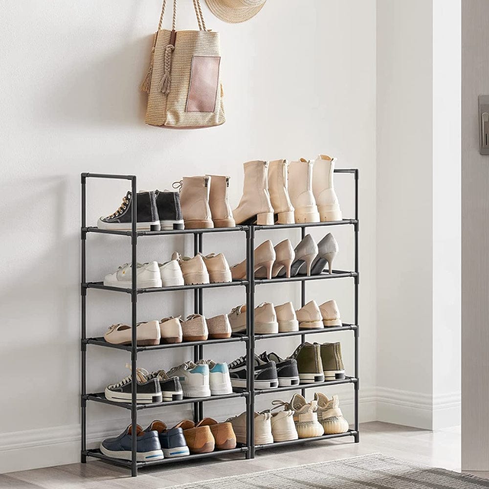 SONGMICS Shoe Rack SONGMICS 10 Tier Metal Shoe Rack Non-Woven Fabric Shelves Black LSH010B02