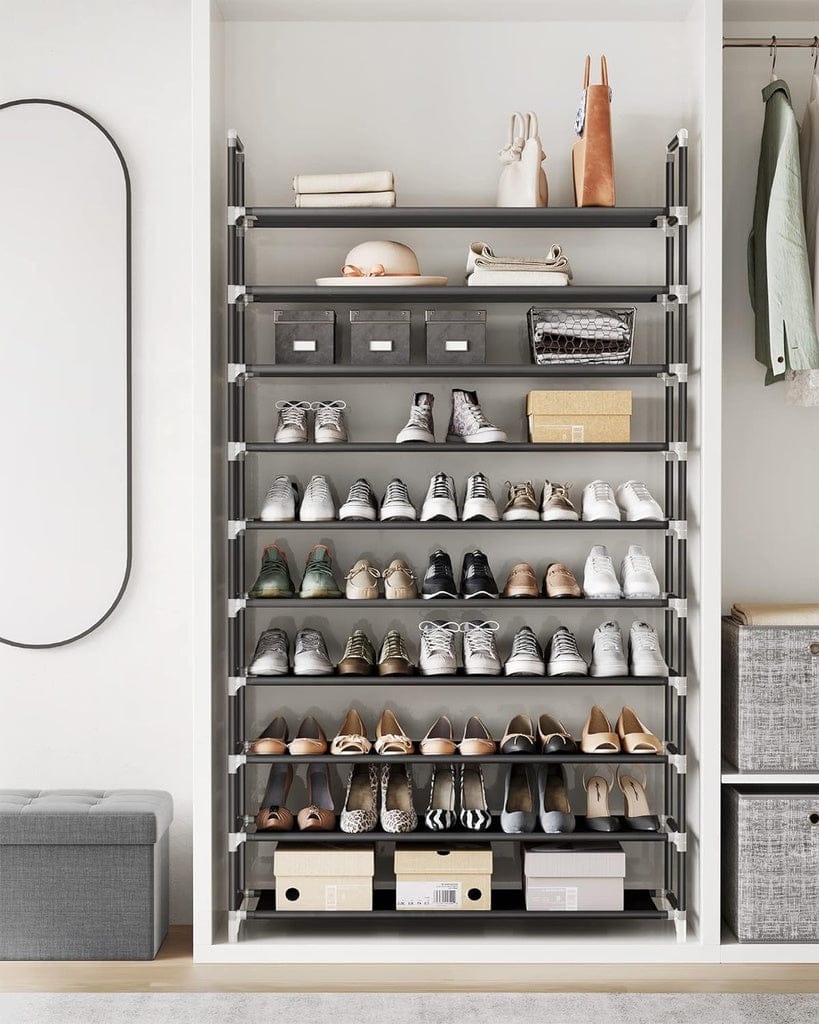 SONGMICS Shoe Rack SONGMICS 10 Tier Metal Shoe Rack Non-Woven Fabric Shelves Holds up to 50 Pairs Black
