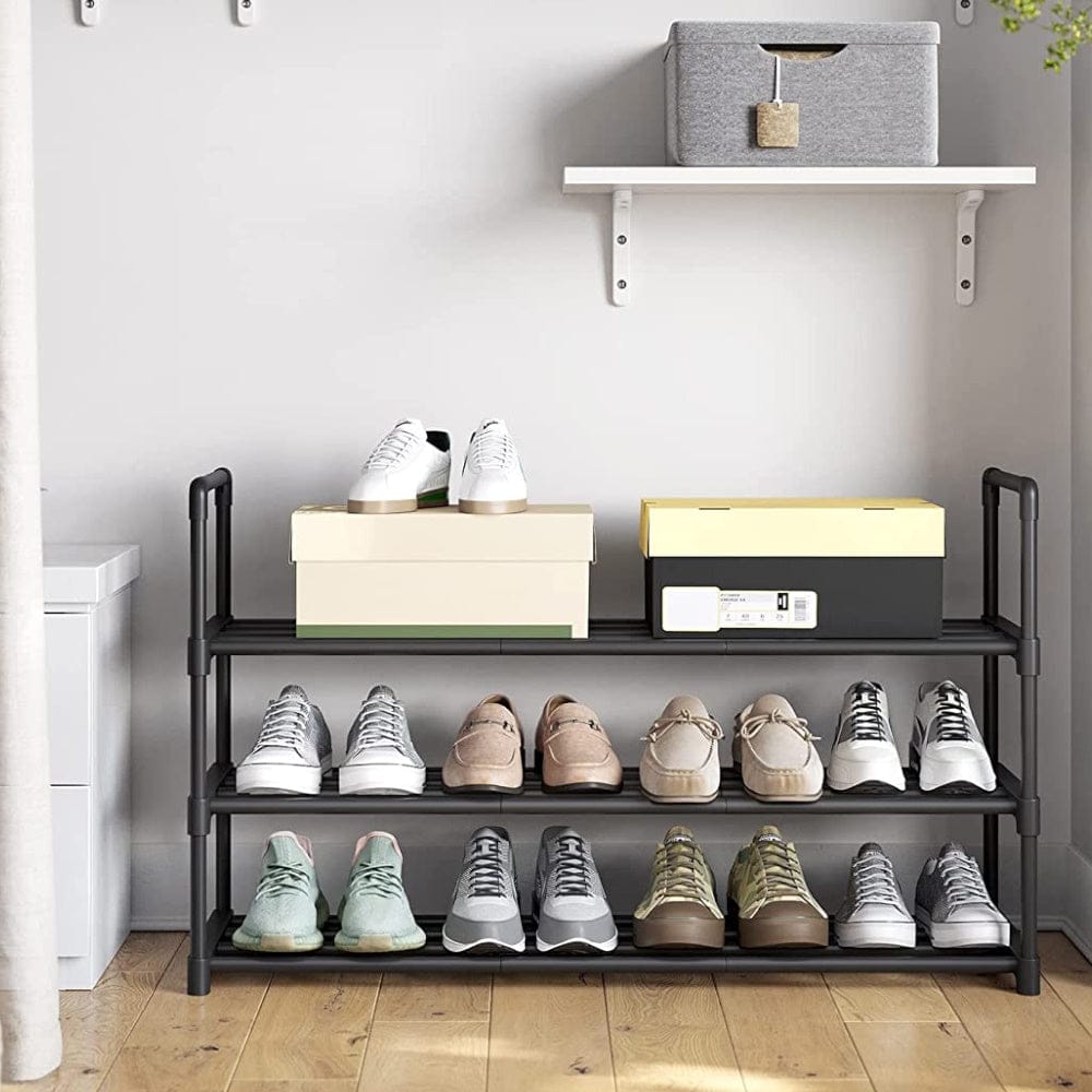 SONGMICS Shoe Rack SONGMICS 3-Shelf Metal Shoe Rack Entryway Black LSA303B02