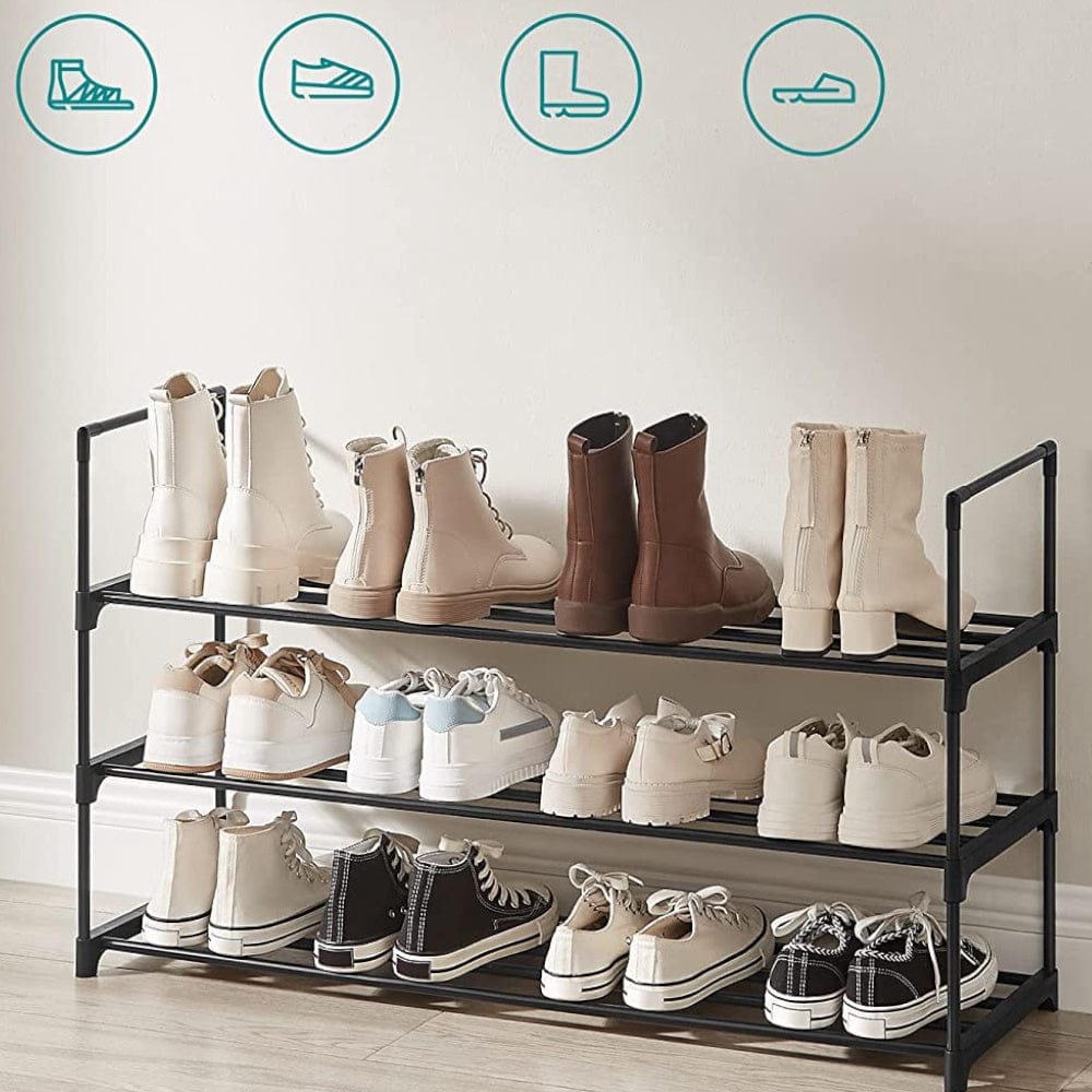 SONGMICS Shoe Rack SONGMICS 3-Shelf Metal Shoe Rack Entryway Black LSA303B02