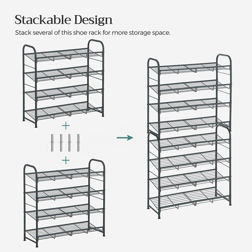 SONGMICS Shoe Rack SONGMICS 4-Tier Shoe Rack Storage 16 Pairs Organizer Gray