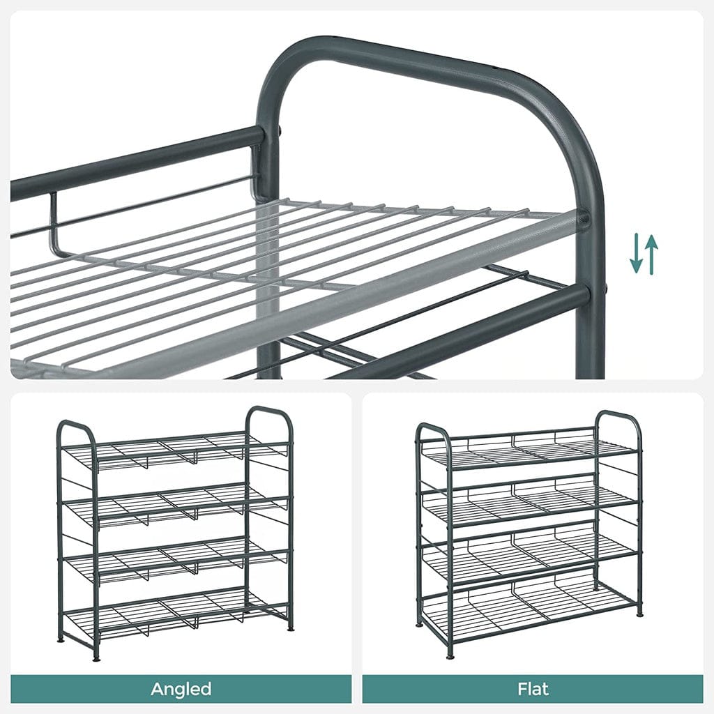 SONGMICS Shoe Rack SONGMICS 4-Tier Shoe Rack Storage 16 Pairs Organizer Gray