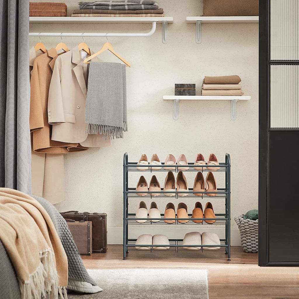 SONGMICS Shoe Rack SONGMICS 4-Tier Shoe Rack Storage 16 Pairs Organizer Gray