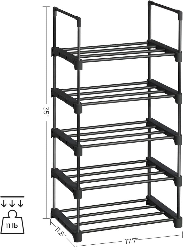 SONGMICS Shoe Rack SONGMICS 5 Tier Metal Shoe Rack for 10 Pairs of Shoes Black