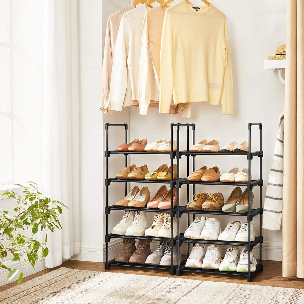 SONGMICS Shoe Rack SONGMICS 5 Tier Metal Shoe Rack for 10 Pairs of Shoes Black