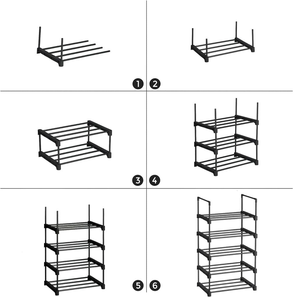 SONGMICS Shoe Rack SONGMICS 5 Tier Metal Shoe Rack for 10 Pairs of Shoes Black