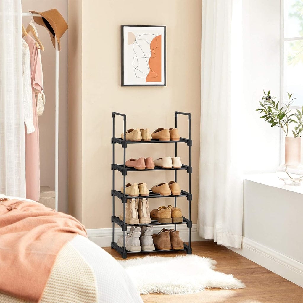 SONGMICS Shoe Rack SONGMICS 5 Tier Metal Shoe Rack for 10 Pairs of Shoes Black
