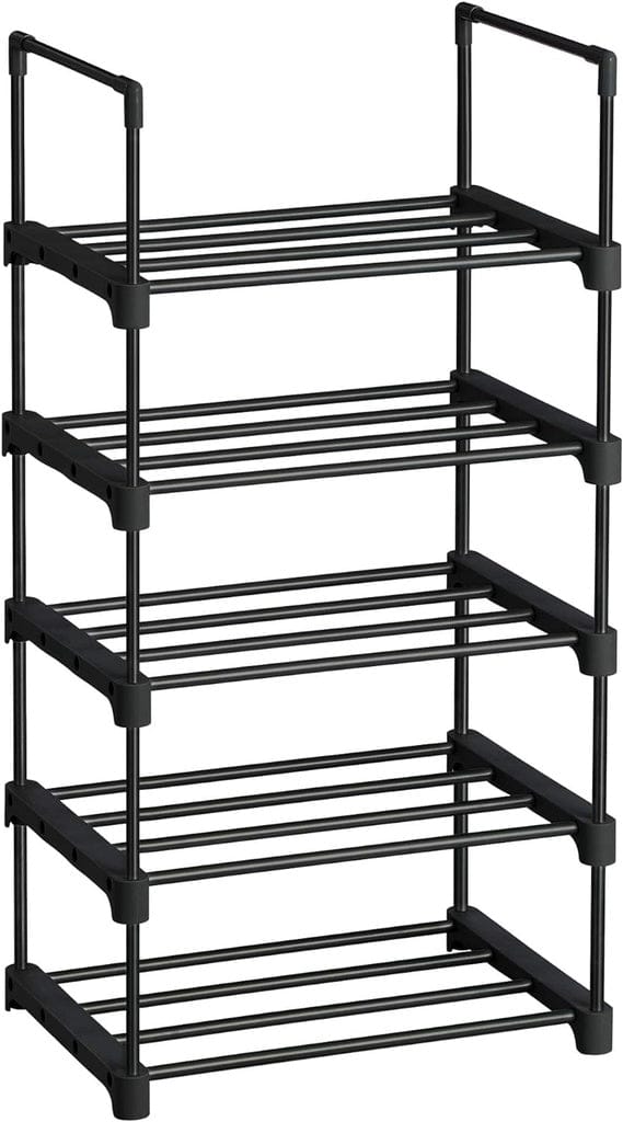 SONGMICS Shoe Rack SONGMICS 5 Tier Metal Shoe Rack for 10 Pairs of Shoes Black