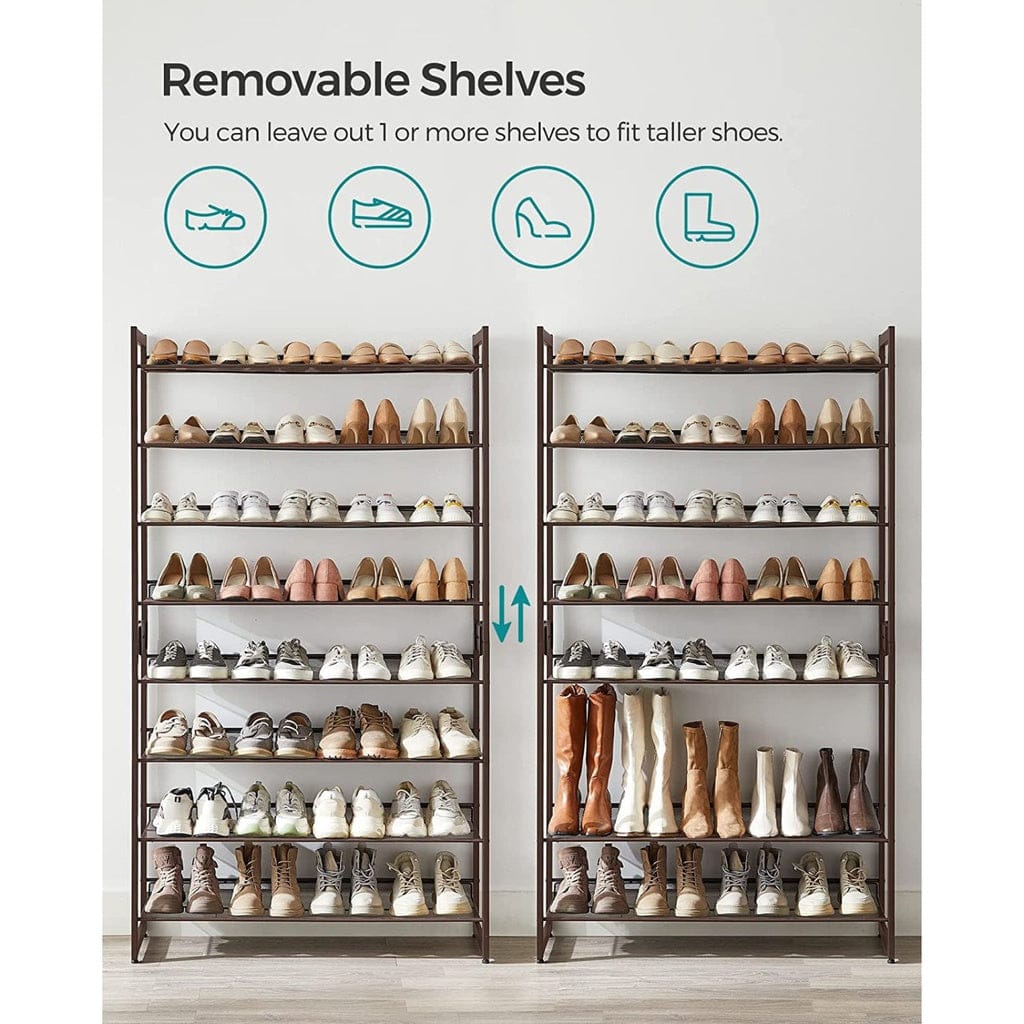 SONGMICS Shoe Rack SONGMICS 8-Tier Shoe Rack Storage 32 pairs with Adjustable Shelves Bronze LMR08A