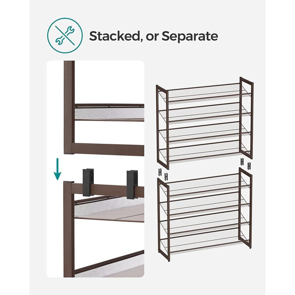 SONGMICS Shoe Rack SONGMICS 8-Tier Shoe Rack Storage 32 pairs with Adjustable Shelves Bronze LMR08A