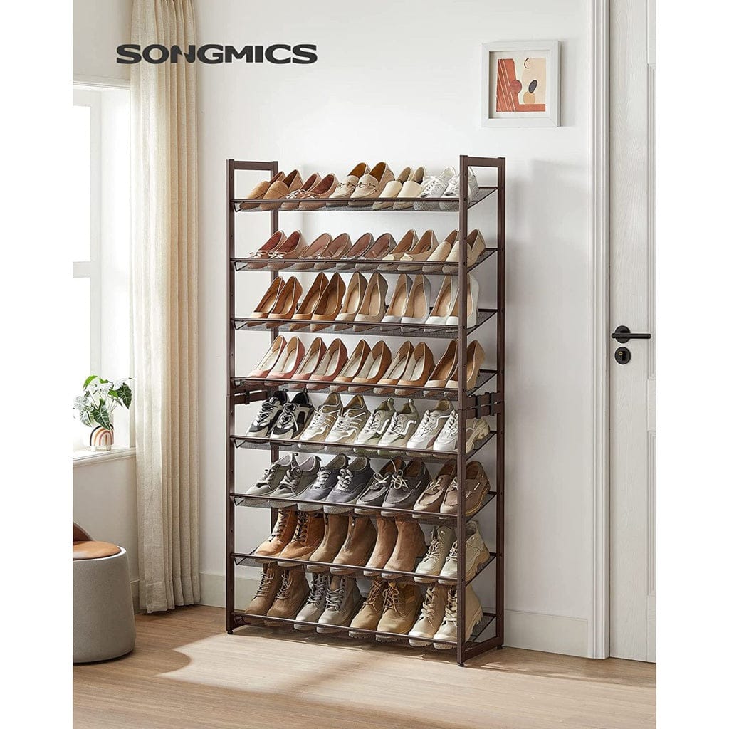 SONGMICS Shoe Rack SONGMICS 8-Tier Shoe Rack Storage 32 pairs with Adjustable Shelves Bronze LMR08A