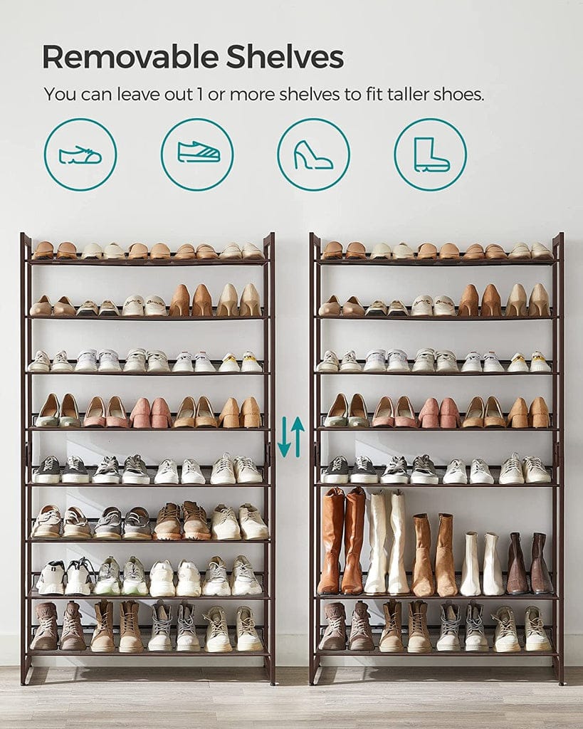 SONGMICS Shoe Rack SONGMICS 8-Tier Shoe Rack Storage 32 pairs with Adjustable Shelves Gray