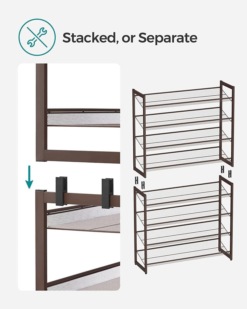 SONGMICS Shoe Rack SONGMICS 8-Tier Shoe Rack Storage 32 pairs with Adjustable Shelves Gray