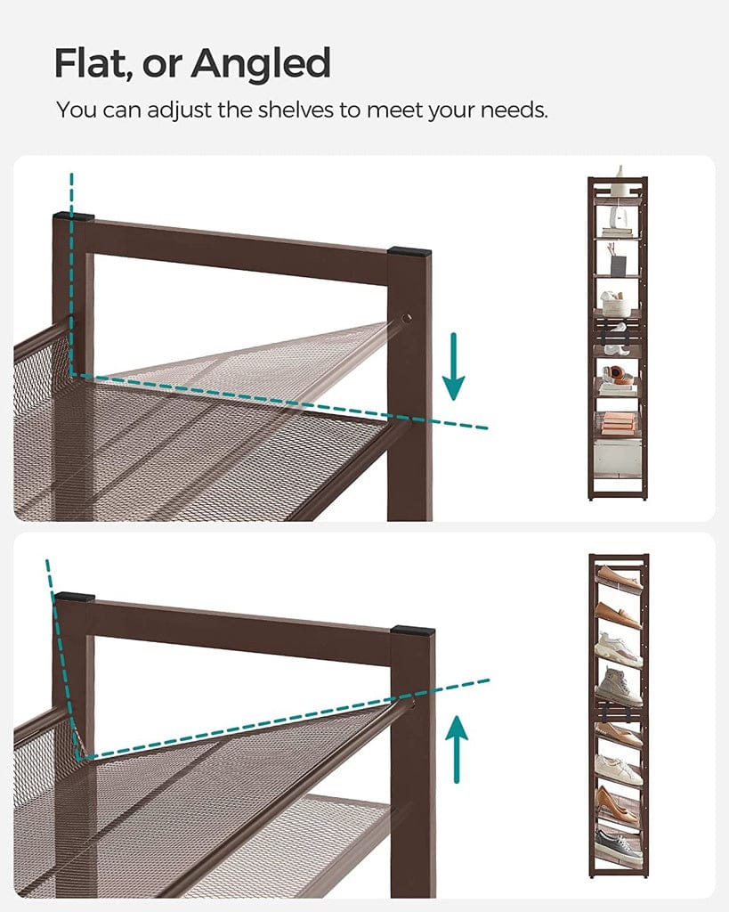 SONGMICS Shoe Rack SONGMICS 8-Tier Shoe Rack Storage 32 pairs with Adjustable Shelves Gray