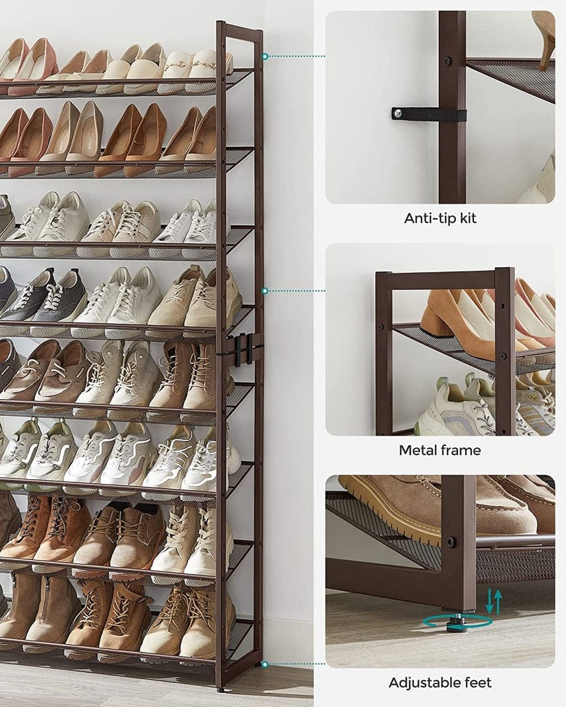 SONGMICS Shoe Rack SONGMICS 8-Tier Shoe Rack Storage 32 pairs with Adjustable Shelves Gray