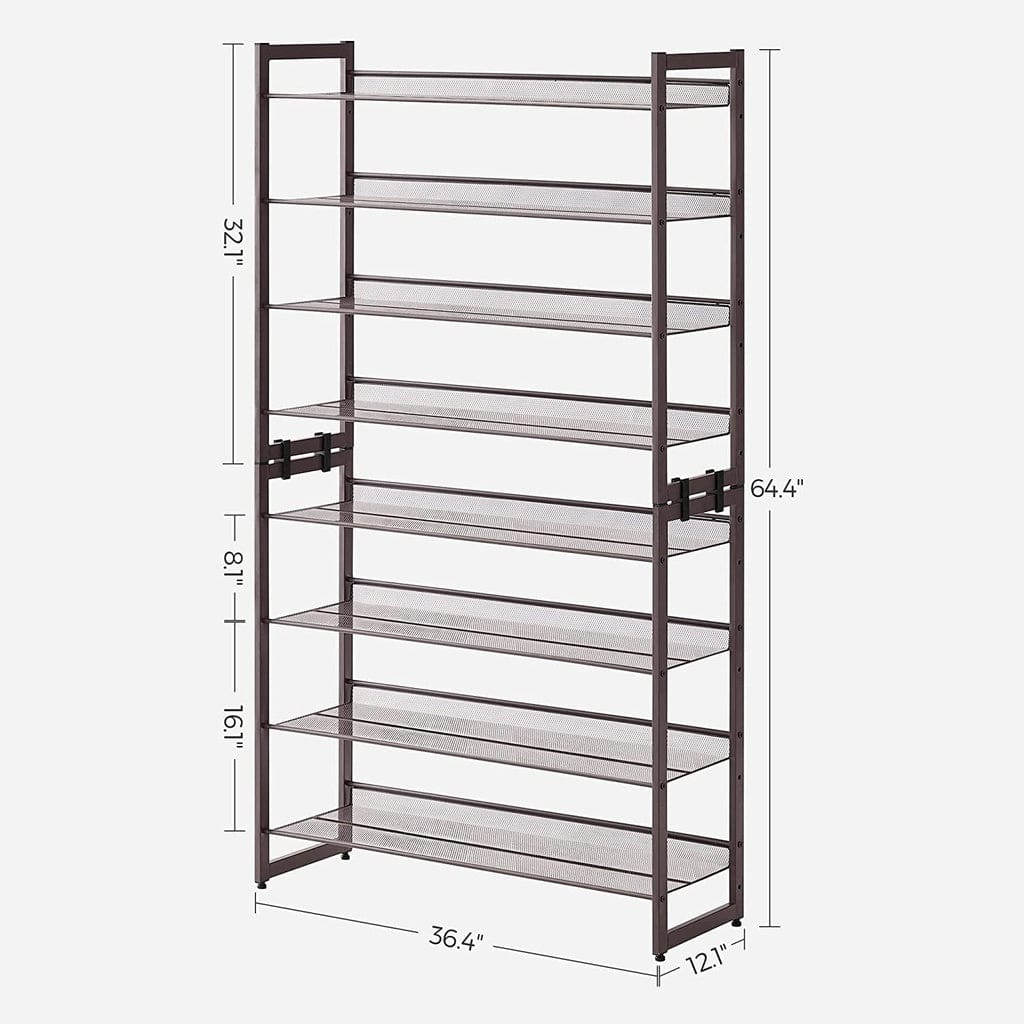 SONGMICS Shoe Rack SONGMICS 8-Tier Shoe Rack Storage 32 pairs with Adjustable Shelves Gray