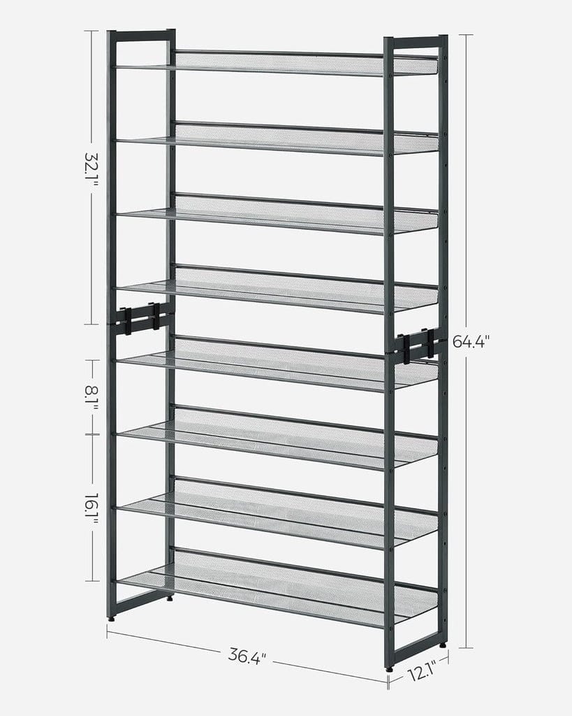 SONGMICS Shoe Rack SONGMICS 8-Tier Shoe Rack Storage 32 pairs with Adjustable Shelves Gray
