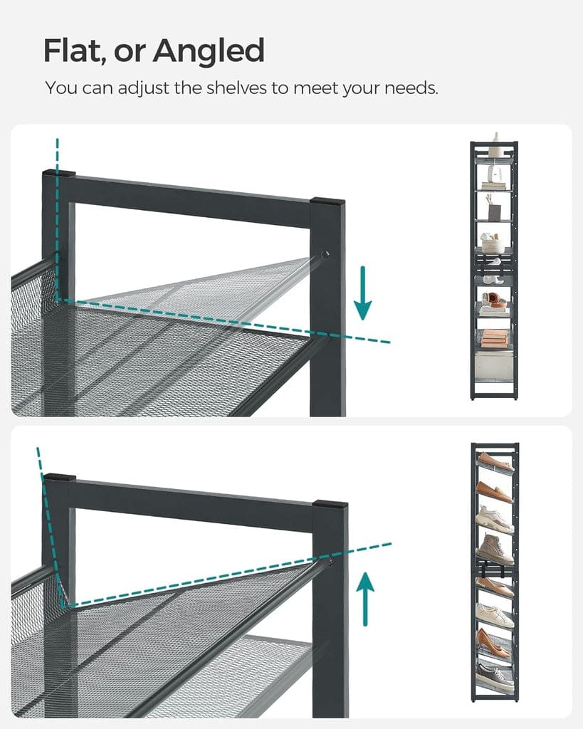 SONGMICS Shoe Rack SONGMICS 8-Tier Shoe Rack Storage 32 pairs with Adjustable Shelves Gray