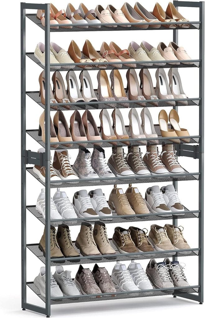 SONGMICS Shoe Rack SONGMICS 8-Tier Shoe Rack Storage 32 pairs with Adjustable Shelves Gray
