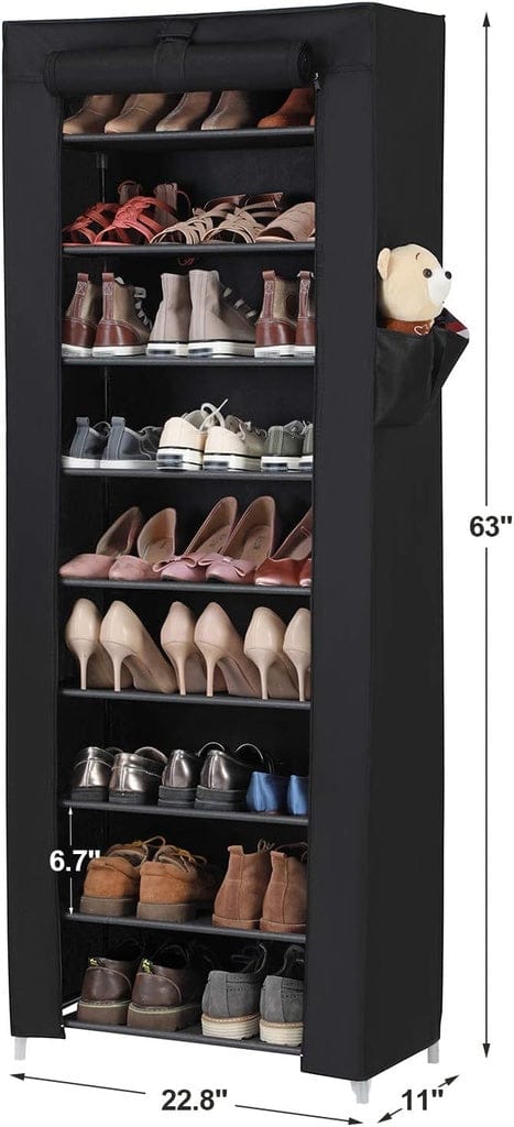 SONGMICS Shoe Rack SONGMICS 9 Tier Shoe Rack for 27-35 Pairs of Shoes with Nonwoven Fabric Cover Black