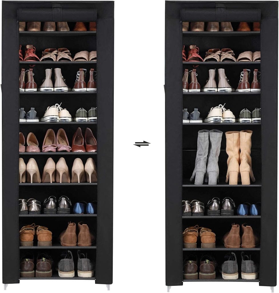 SONGMICS Shoe Rack SONGMICS 9 Tier Shoe Rack for 27-35 Pairs of Shoes with Nonwoven Fabric Cover Black