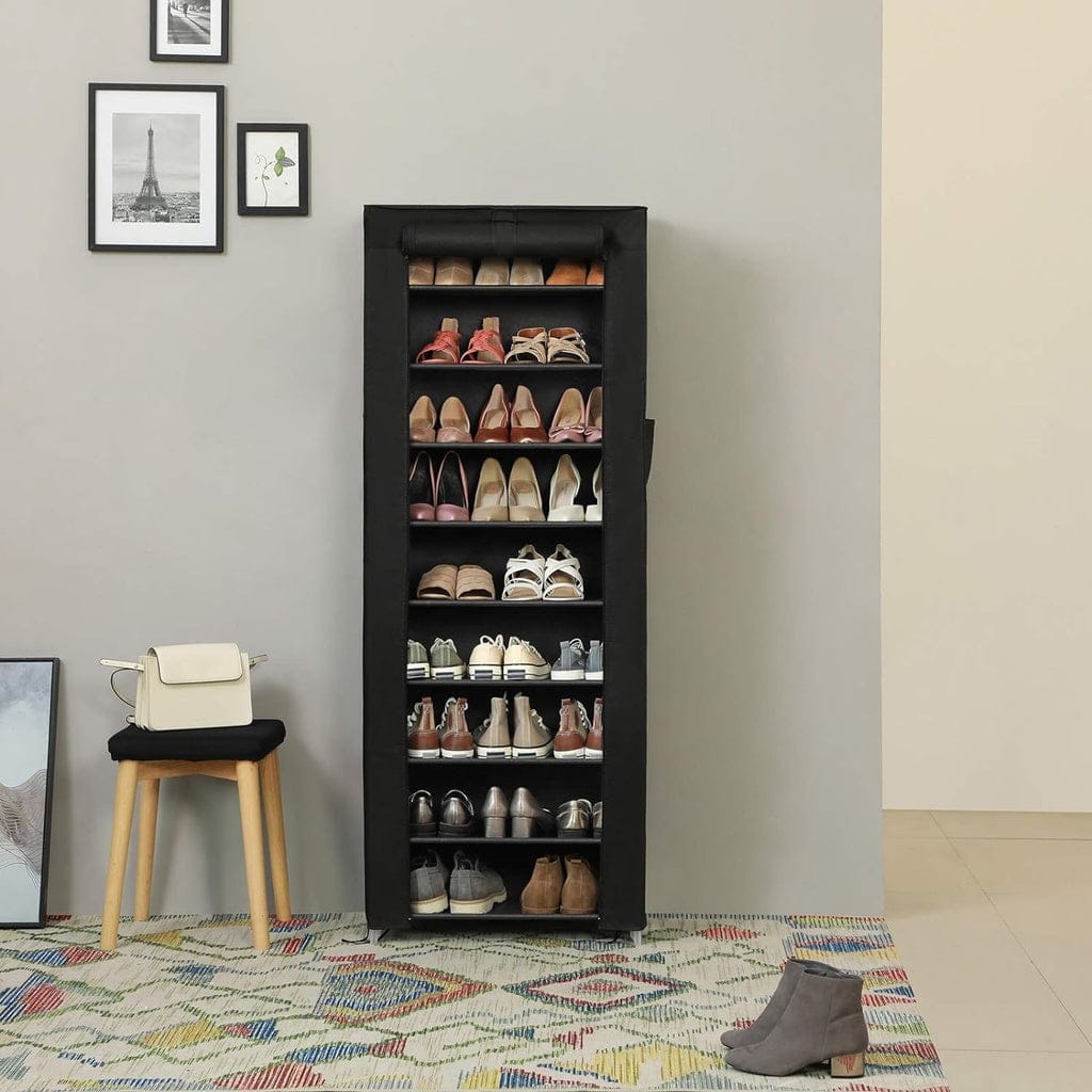 SONGMICS Shoe Rack SONGMICS 9 Tier Shoe Rack for 27-35 Pairs of Shoes with Nonwoven Fabric Cover Black