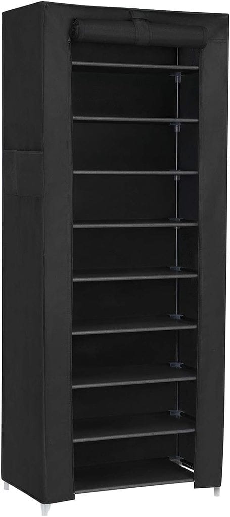 SONGMICS Shoe Rack SONGMICS 9 Tier Shoe Rack for 27-35 Pairs of Shoes with Nonwoven Fabric Cover Black