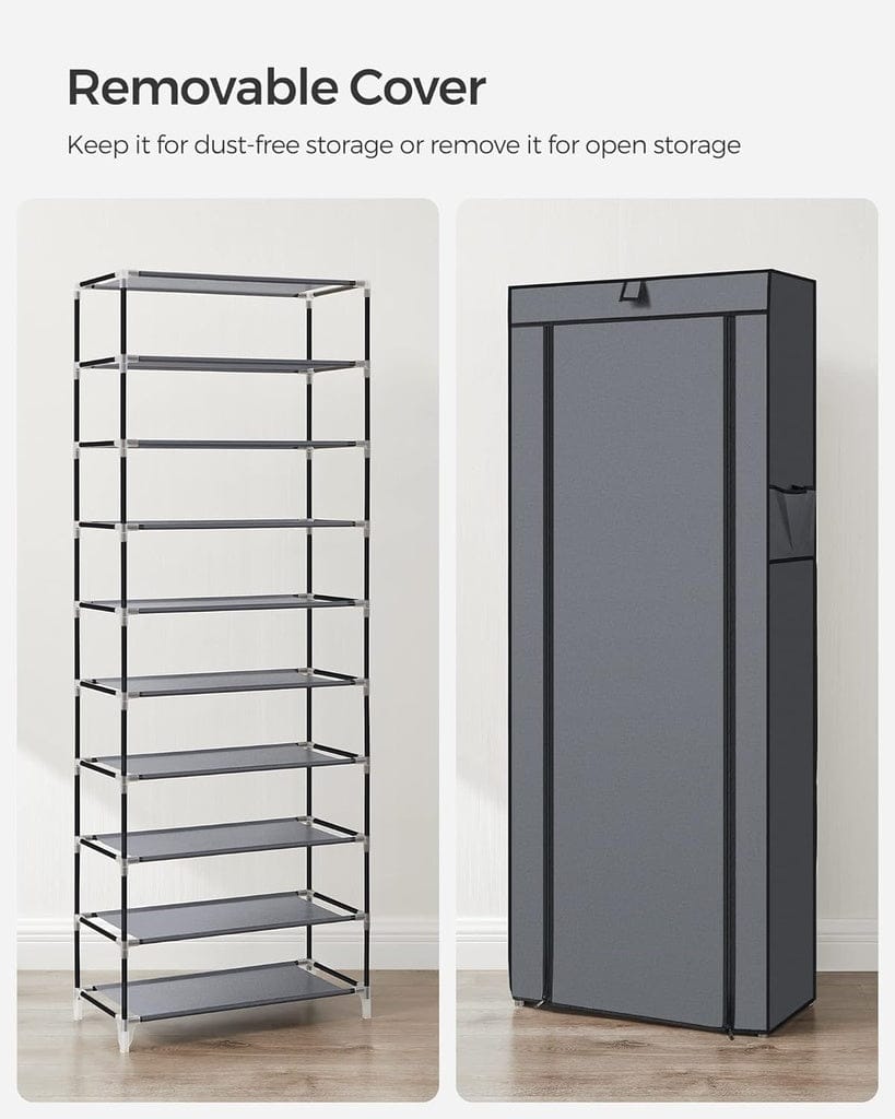 SONGMICS Shoe Rack SONGMICS 9 Tier Shoe Rack for 27-35 Pairs of Shoes with Nonwoven Fabric Cover Grey
