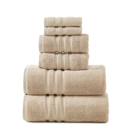 Logan & Mason SUPER DUET 575GSM BEIGE Bathroom Towel Set - 6 PCE Amelia