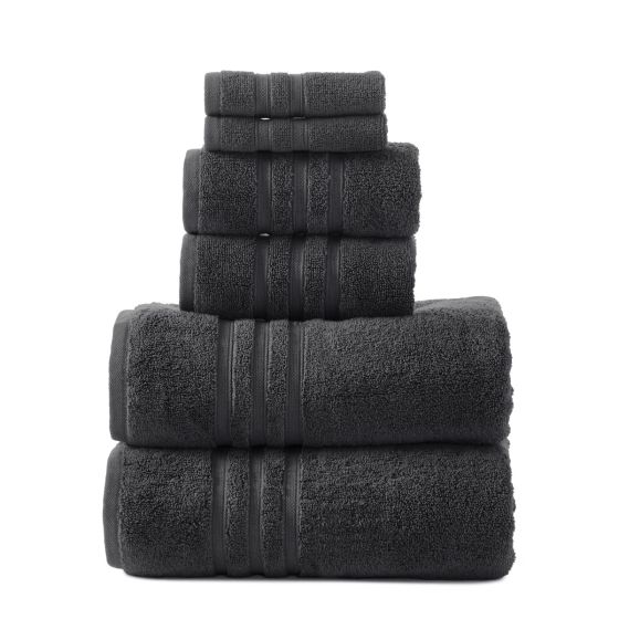 Logan & Mason SUPER DUET 575GSM CHARCOAL Bathroom Towel Set - 6 PCE Amelia