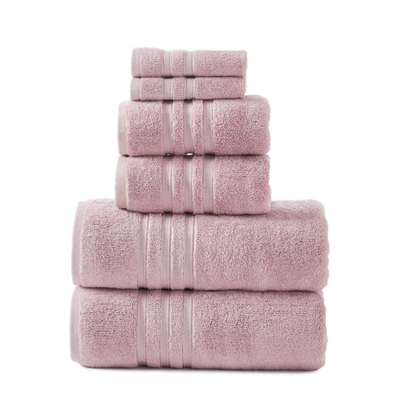 Logan & Mason SUPER DUET 575GSM PINK Bathroom Towel Set - 6 PCE Amelia