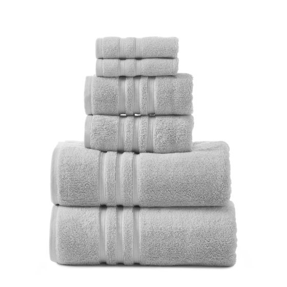 Logan & Mason SUPER DUET 575GSM SILVER Bathroom Towel Set - 6 PCE Amelia