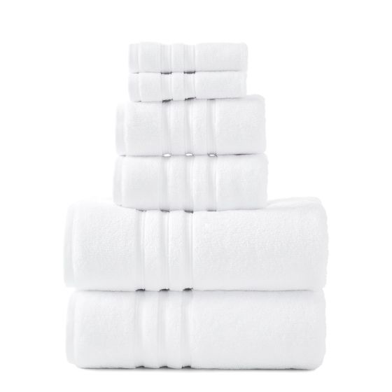 Logan & Mason SUPER DUET 575GSM WHITE Bathroom Towel Set - 6 PCE Amelia