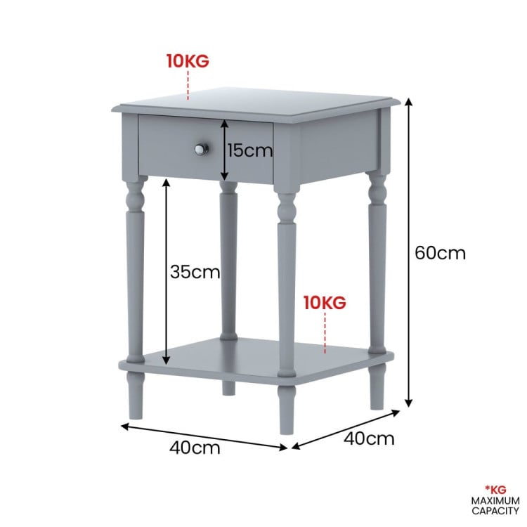 SARANTINO ESTHER BEDSIDE TABLE WITH DRAWER - GREY Sarantino