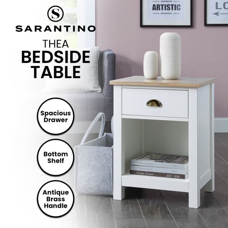 SARANTINO THEA BEDSIDE TABLE - WHITE/NATURAL Sarantino